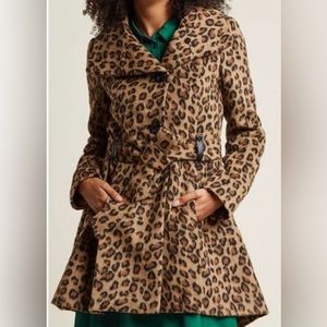 Madden girl leopard print skirted pea coat jacket